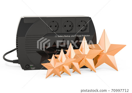 Customer rating of UPS uninterruptible power supply. 3D rendering 70997712