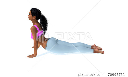 Sporty slim african woman in cobra yoga pose 3D  Stock Illustration  70997731  PIXTA