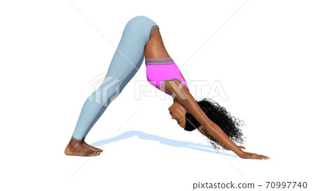 Young african woman practicing yoga on white 3D 70997740