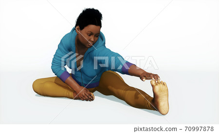 Curvy african woman stretching yoga exercise 3D Curvy african woman stretching yoga exercise 3D 70997878