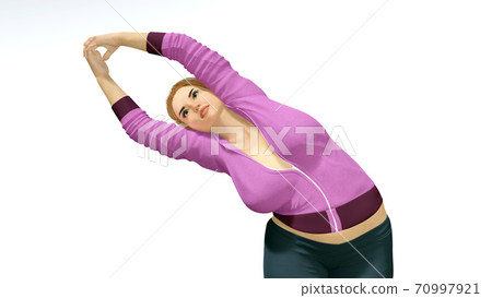 Plus size woman in half moon yoga pose close up 3D Plus size woman in half moon yoga pose close up 3D 70997921