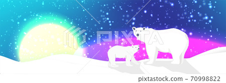 Polar bears and northen lights landscape vector 70998822
