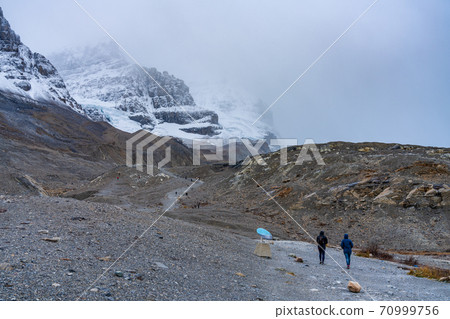 Toe of the Athabasca Glacier Trail. Columbia Icefield, Jasper National Park, Alberta, Canada. 70999756