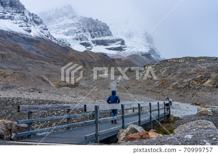 Toe of the Athabasca Glacier Trail. Columbia Icefield, Jasper National Park, Alberta, Canada. Toe of the Athabasca Glacier Trail. Columbia Icefield, Jasper National Park, Alberta, Canada. 70999757