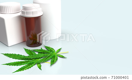 The Marijuana leaf and Medicine bottle for medical content 3d rendering.. The Marijuana leaf and Medicine bottle for medical content 3d rendering.. 71000401