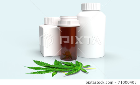 The Marijuana leaf and Medicine bottle for medical content 3d rendering.. The Marijuana leaf and Medicine bottle for medical content 3d rendering.. 71000403