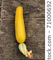 Yellow zucchini harvest, flowers remain deflated 71000692