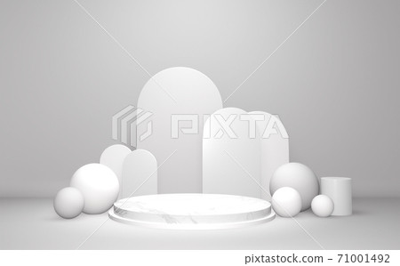 Abstract podium show cosmetic product geometric form podium in white background.3D rendering 71001492