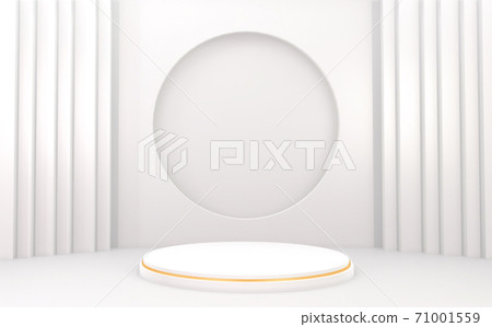 podium show cosmetic product geometric form cylinder podium in white background.3D rendering 71001559
