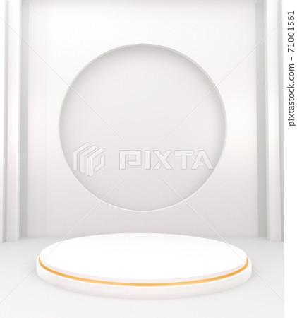 podium show cosmetic product geometric form cylinder podium in white background.3D rendering 71001561
