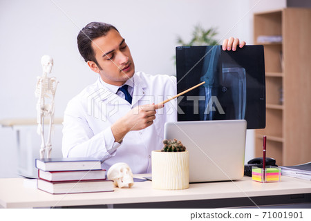 Young male doctor radiologist working in the clinic 71001901