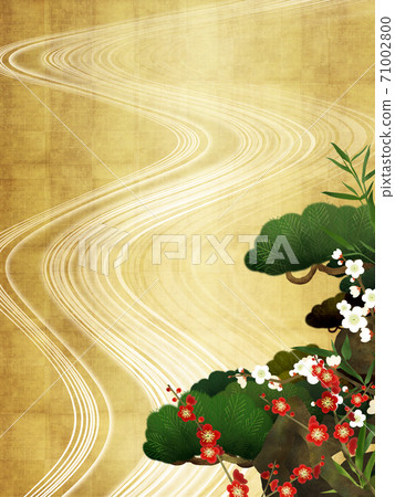 Japanese style background of Shochikuume and waves-There are multiple variations Japanese style background of Shochikuume and waves-There are multiple variations 71002800