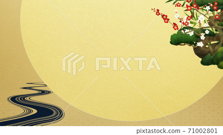 松竹和波浪的日式背景-有多種變體 71002801