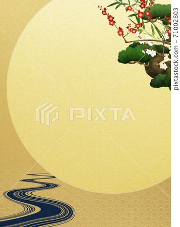 松竹和波浪的日式背景-有多種變體 71002803