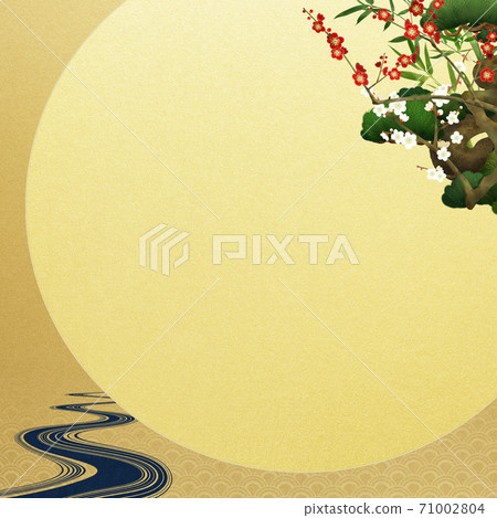 松竹和波浪的日式背景-有多種變體 71002804