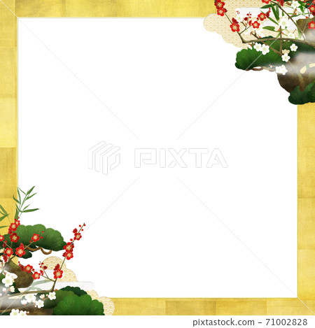 松竹和金箔的日式框架-有多種變體 71002828