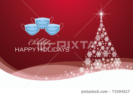 vector of christmas tree and face masks with holiday message 71004827