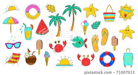 A set of vector icons on the theme of summer 71007013