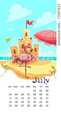 21 Calendar July The Funny Cartoon Castle Image Stock Illustration