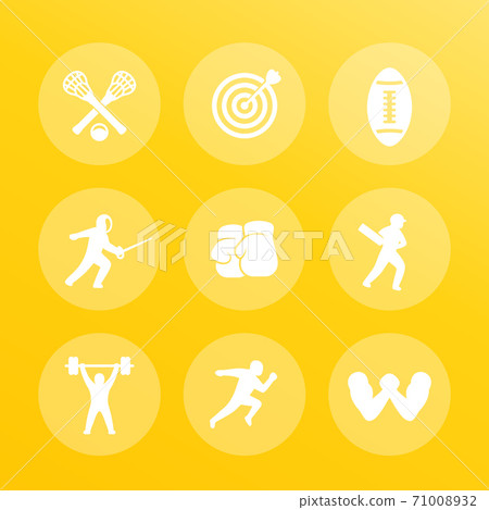 sports icons set, archery, boxing, lacrosse 71008932