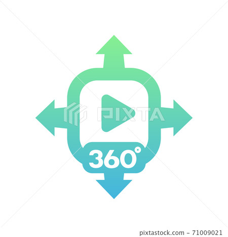 360 degrees video vector icon on white 71009021