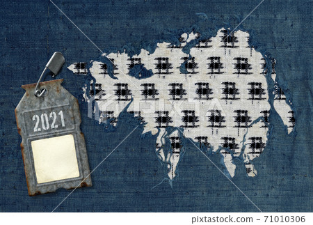 Mysterious Ox character Kasuri pattern, with tin can tag 71010306