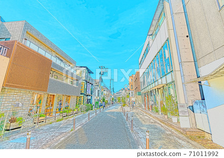 [動漫風格]澀谷貓街周圍的東京風光的城市風光 71011992