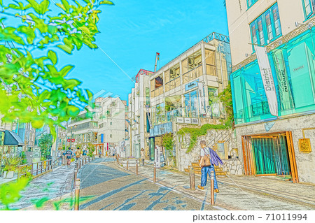 [動漫風格]澀谷貓街周圍的東京風光的城市風光 71011994