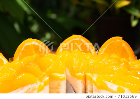 a lot of real orange cake wrap by foil and plastic on white plate and wood table stock photo a lot of real orange cake wrap by foil and plastic on white plate and wood table stock photo 71012569