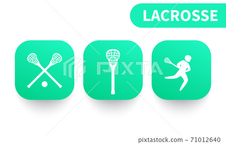 Lacrosse icons on green shapes 71012640