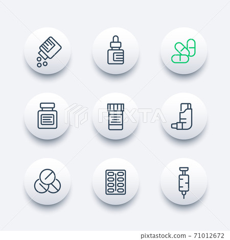 medicaments line icons set 71012672
