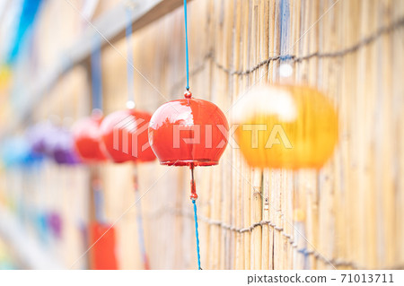 Colorful wind chimes on the Yoshiko path of wind chimes on the hills of Lake Biwa on Mt. Biwako Hakone 71013711