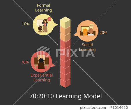 70:20:10 learning model in bar chart vector 71014630