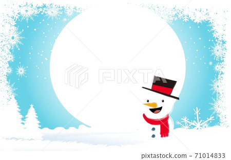 Snowman with space for text on blue background. illustration design 71014833