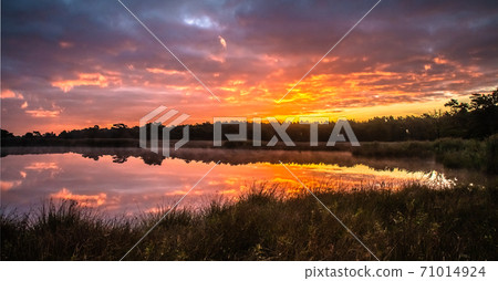 Sunrise at a natural lake Sunrise at a natural lake 71014924