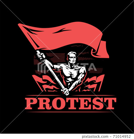 A man with a flag. A man with a flag. 71014952