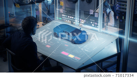 Professional engineer developing modern car design 71017334