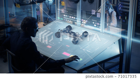 Professional engineer developing modern car design 71017335