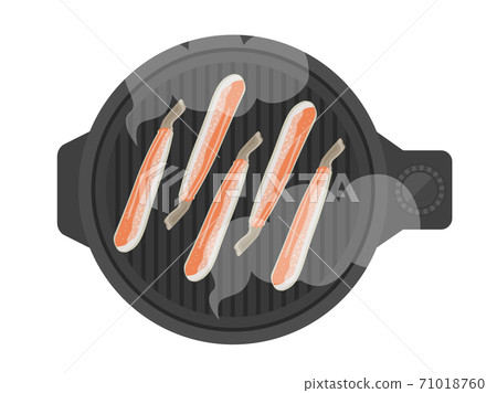 Illustration of crabs baked on a hot plate 71018760