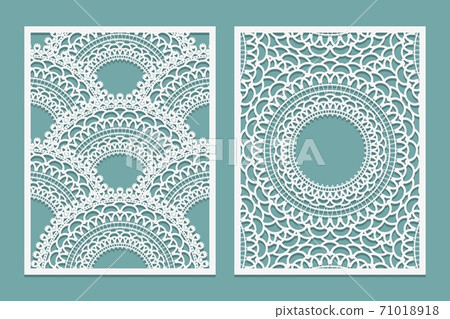 Set of Laser cut pattern template. Wood or paper screen lazer cut panel. Wall vinyl art decor. Abstract layout for cutout panels. 71018918