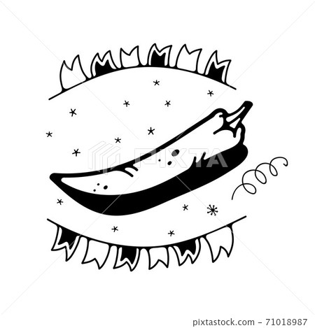 Hot peppers. Isolated over white background. Cute doodle illustrations. Hot peppers. Isolated over white background. Cute doodle illustrations. 71018987