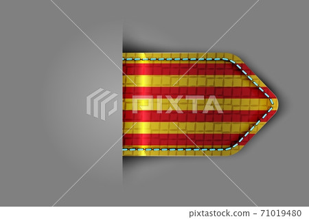 Flag of Catalonia in the form of a glossy textured label or bookmark. Vector illustration. 71019480