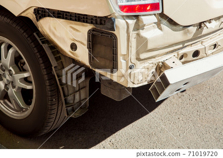 Close-up of the car of the place for mounting the rear bumper on plastic fasteners for updating the repair part. Close-up of the car of the place for mounting the rear bumper on plastic fasteners for updating the repair part. 71019720