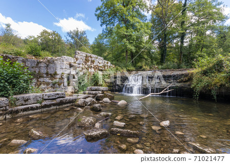 Cascades du Herisson, Waterfalls of the Herisson in the Jura France 71021477