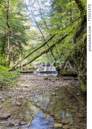 Cascades du Herisson, Waterfalls of the Herisson in the Jura France 71021478
