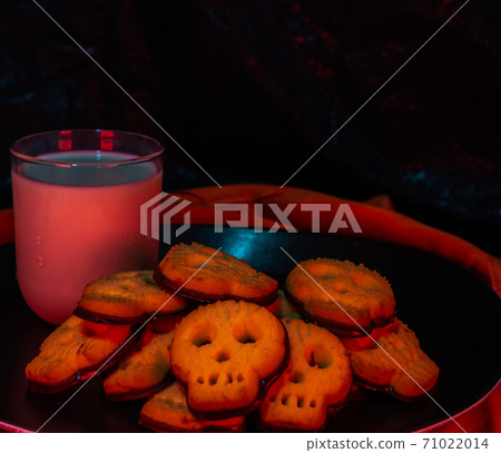 Halloween skull cookies with milk Halloween skull cookies with milk 71022014