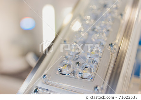 Close up of Led stripe light coated with silicone. Close up of Led stripe light coated with silicone. 71022535