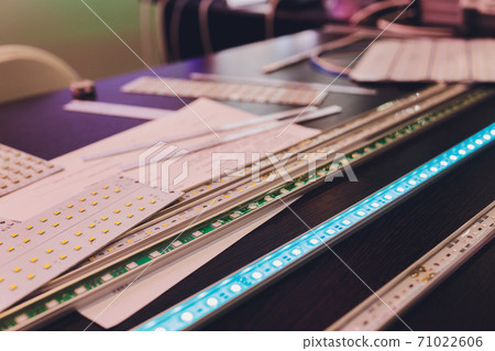 Close up of Led stripe light coated with silicone. 71022606