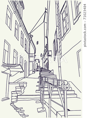Outline sketch of old town in Tallinn Outline sketch of old town in Tallinn 71023484
