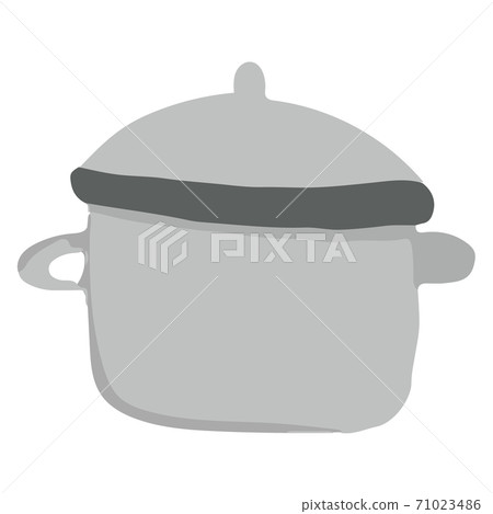 Isolated grey kitchen pan with lid in cartoon style 71023486